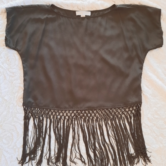 🔥🔥🔥SALE🔥🔥🔥Michael Kors Fringed Duffle Top - Picture 1 of 2
